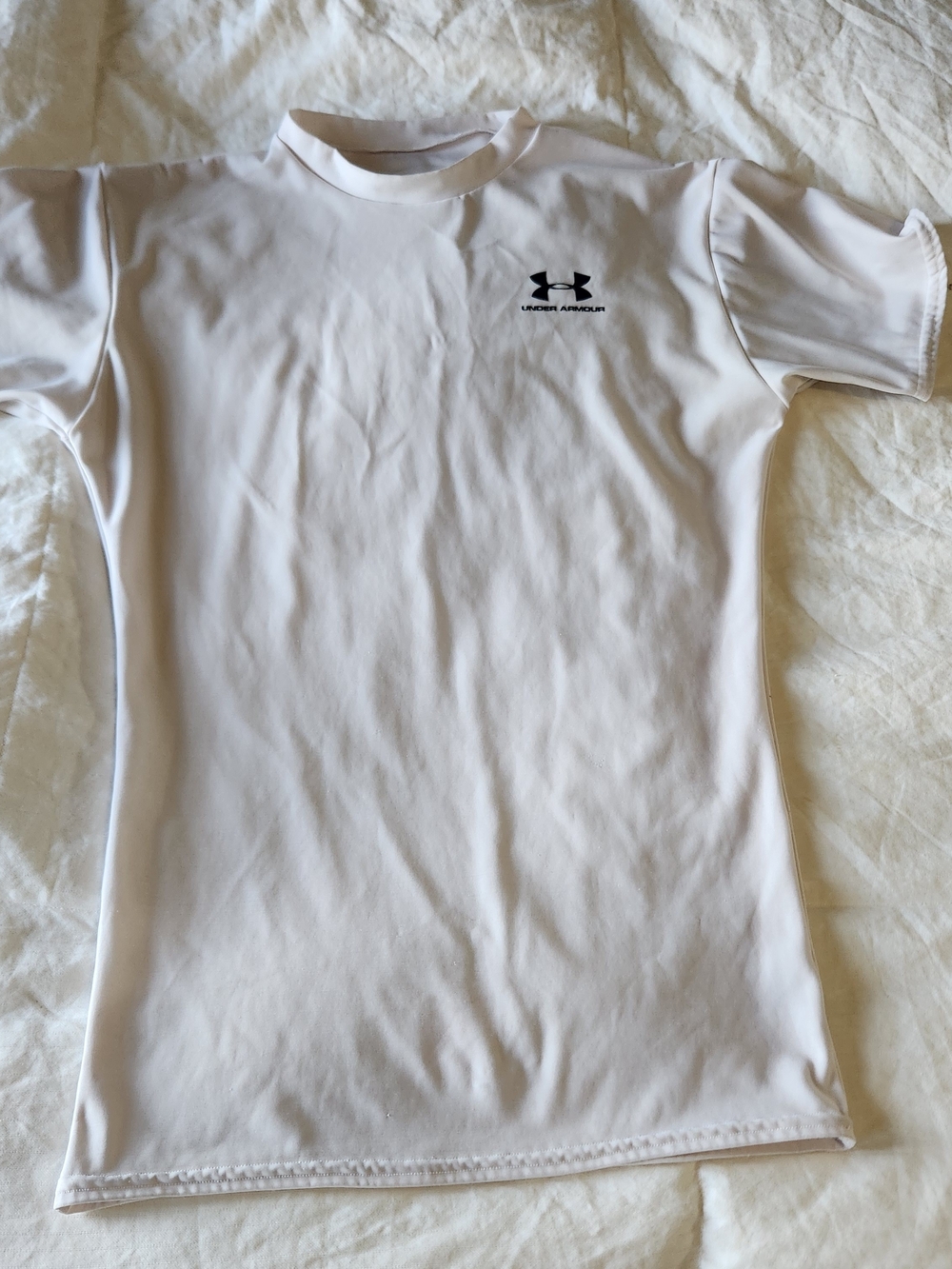 Under Armour White Boys' Performance Short-Sleeve Tee with Black Logo